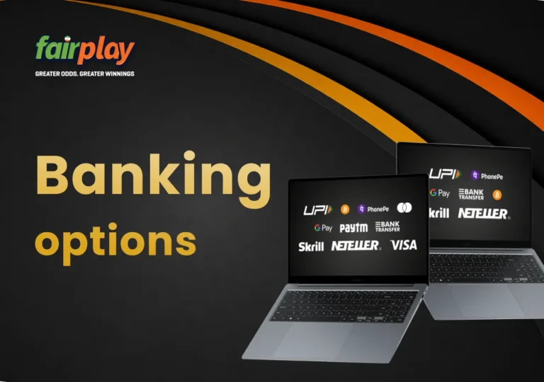 FairPlay India deposit and withdrawal options displayed on a laptop