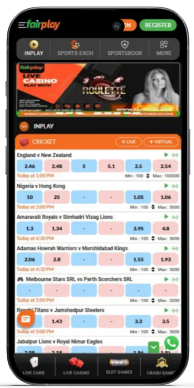 FairPlay mobile app dashboard